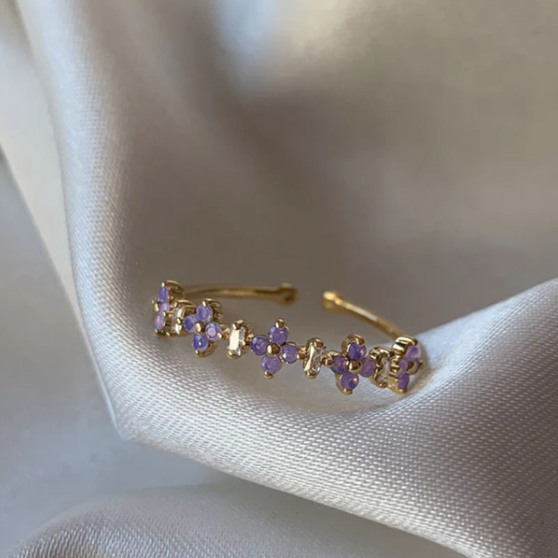 Wholesale New Flower Moon Butterfly Zircon Sweet and Cute Open Ring